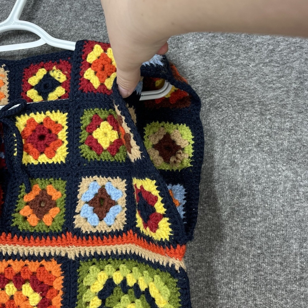 Vintage Handmade Granny Square Crochet Tank Top Women's Small Hippie Colorblock - Picture 3 of 10